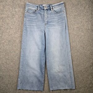 Mica Los Angeles Jeans Womens 31 Blue Denim Wide Leg Crop Barrell Light Wash